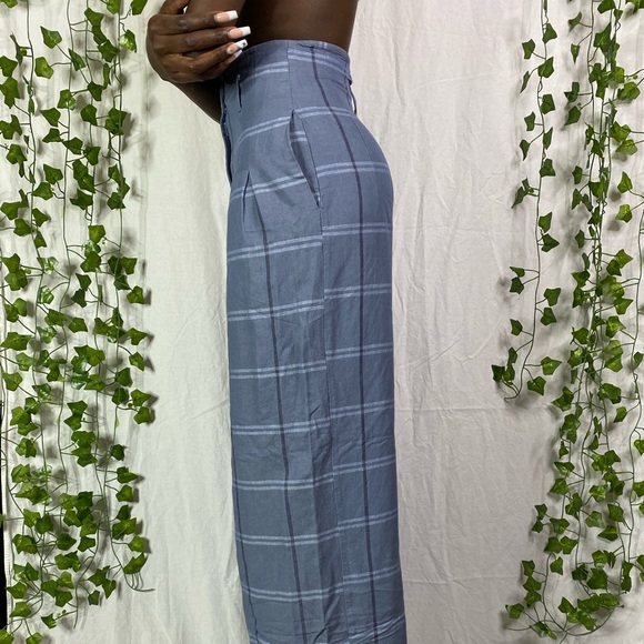 LONG BLUE PLAID TROUSERS - Picture 2 of 4